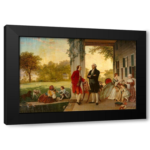 Washington and Lafayette at Mount Vernon-1784 Black Modern Wood Framed Art Print with Double Matting by Rossiter and Mignot