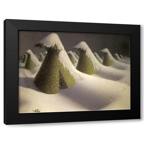 January Black Modern Wood Framed Art Print with Double Matting by Wood, Grant