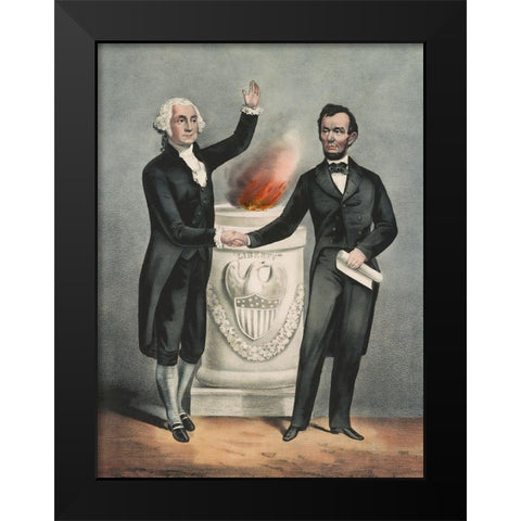 Washington and Lincoln Black Modern Wood Framed Art Print by Currier and Ives