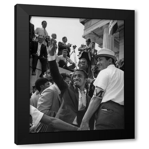 Civil Rights March on Washington-D.C. Actor Sammy Davis-Jr Black Modern Wood Framed Art Print with Double Matting by U.S. Archives