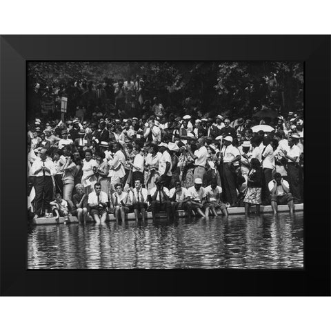 Civil Rights March on Washington-D.C. Marchers at the Reflecting Pool Black Modern Wood Framed Art Print by U.S. Archives