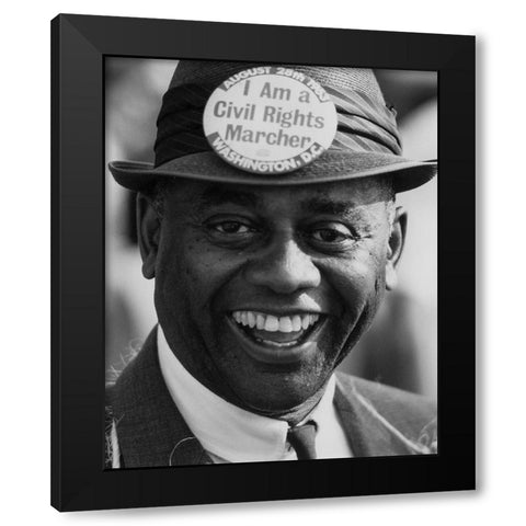 A Demonstrator at the Civil Rights March on Washington Black Modern Wood Framed Art Print by U.S. Archives