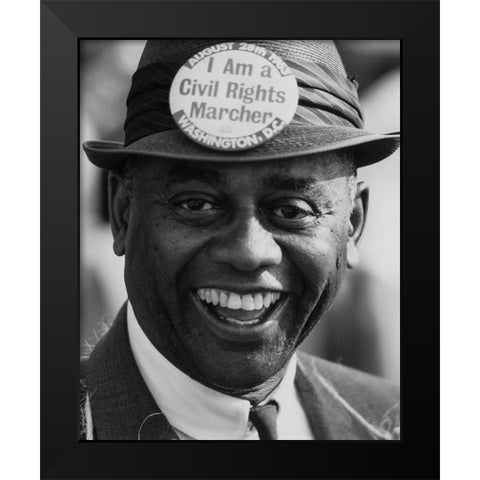 A Demonstrator at the Civil Rights March on Washington Black Modern Wood Framed Art Print by U.S. Archives