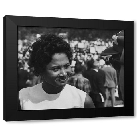 Civil Rights March on Washington-D.C. A young woman at the march Black Modern Wood Framed Art Print with Double Matting by U.S. Archives