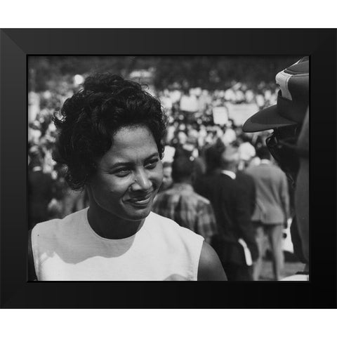 Civil Rights March on Washington-D.C. A young woman at the march Black Modern Wood Framed Art Print by U.S. Archives