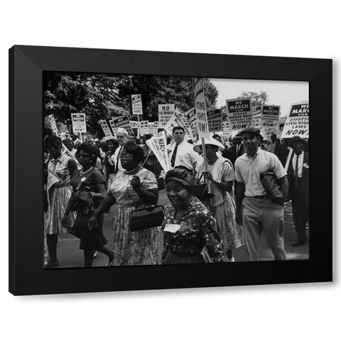 Photograph of the Civil Rights March on Washington Black Modern Wood Framed Art Print by U.S. Archives
