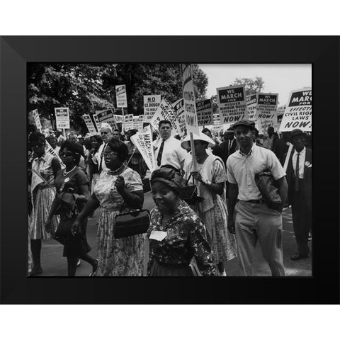 Photograph of the Civil Rights March on Washington Black Modern Wood Framed Art Print by U.S. Archives