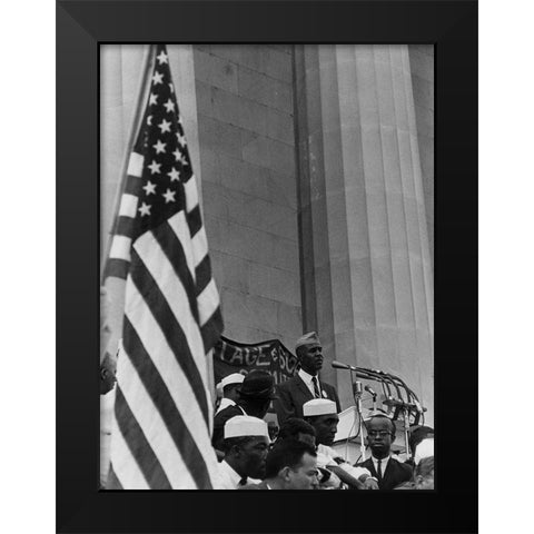 Civil Rights March on Washington-D.C. Roy Wilkins Speaking Black Modern Wood Framed Art Print by U.S. Archives