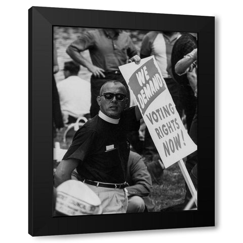 Civil Rights March on Washington-D.C. We Demand Voting Rights Now! Black Modern Wood Framed Art Print with Double Matting by U.S. Archives