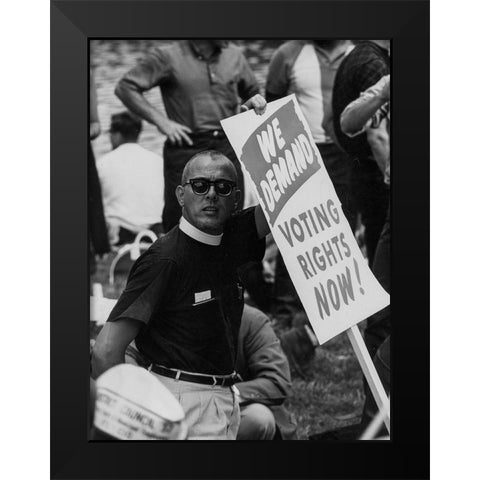 Civil Rights March on Washington-D.C. We Demand Voting Rights Now! Black Modern Wood Framed Art Print by U.S. Archives