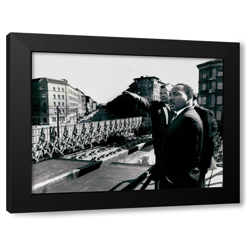 Dr. Martin Luther King in Berlin-Germany 1964 Black Modern Wood Framed Art Print with Double Matting by U.S. Archives