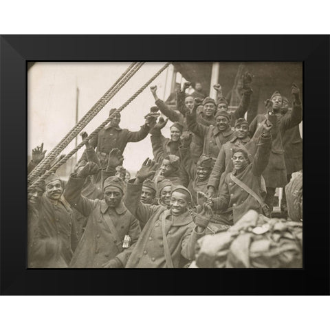 WWI The famous 369th arrive in New York City Black Modern Wood Framed Art Print by U.S. Archives