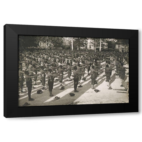 WWI American Negro Cantonment on the Marne Front-France Black Modern Wood Framed Art Print by U.S. Archives