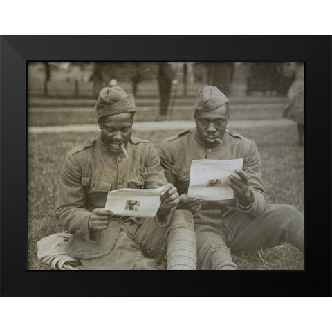 WWI A sunny afternoon in Hyde Park-London-with London Bulletin of the American Red Cross for company Black Modern Wood Framed Art Print by U.S. Archives