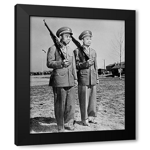 WWII Jackie Wilson (left) and Ray Robinson Black Modern Wood Framed Art Print with Double Matting by U.S. Archives