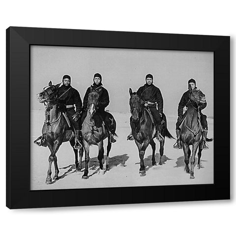 WWII members of a Coast Guard Horse Patrol unit Black Modern Wood Framed Art Print with Double Matting by U.S. Archives