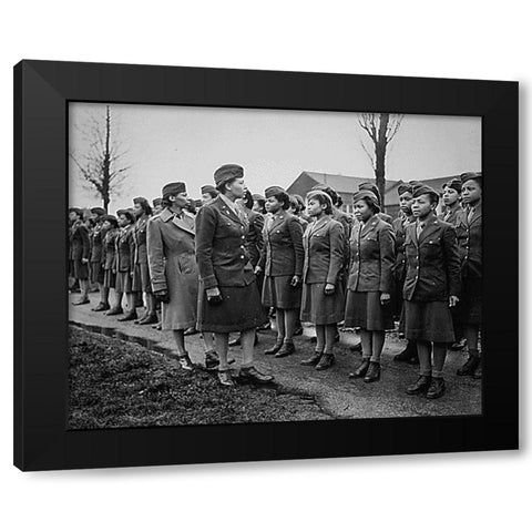 WWII Inspecting the Troops Somewhere in England Black Modern Wood Framed Art Print with Double Matting by U.S. Archives