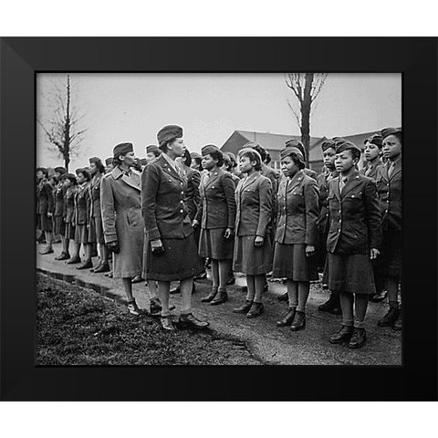 WWII Inspecting the Troops Somewhere in England Black Modern Wood Framed Art Print by U.S. Archives