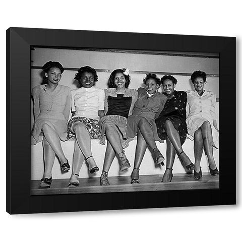 WWII Pin-up girls at NAS Seattle-Spring Formal Dance Black Modern Wood Framed Art Print with Double Matting by U.S. Archives