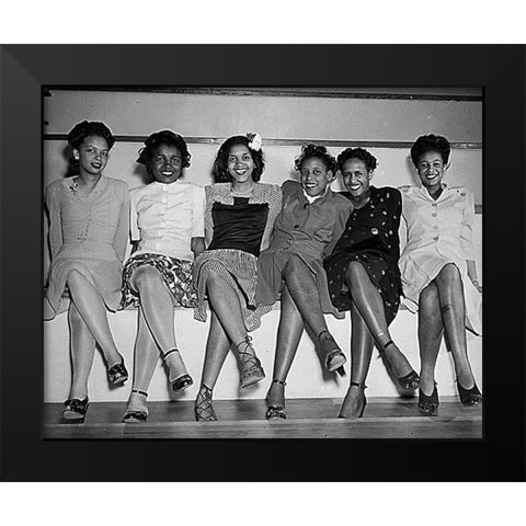WWII Pin-up girls at NAS Seattle-Spring Formal Dance Black Modern Wood Framed Art Print by U.S. Archives