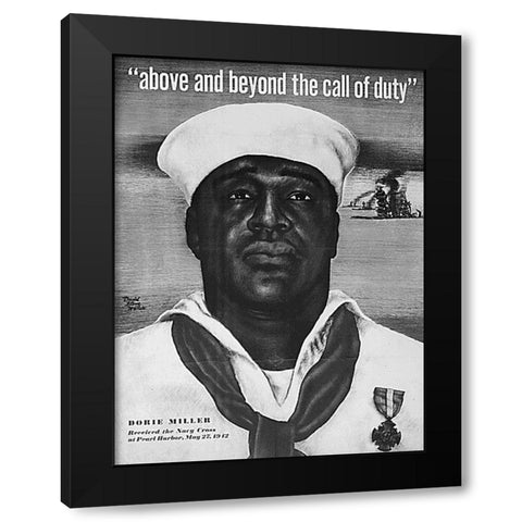 WWII Above and Beyond the Call of Duty Black Modern Wood Framed Art Print with Double Matting by U.S. Archives