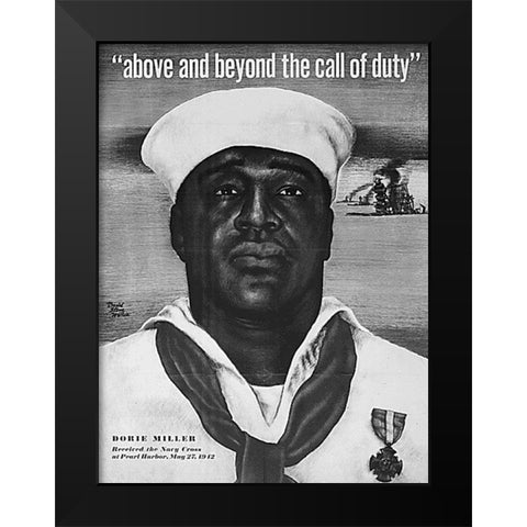 WWII Above and Beyond the Call of Duty Black Modern Wood Framed Art Print by U.S. Archives