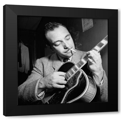 Django Reinhardt Black Modern Wood Framed Art Print with Double Matting by Gottlieb, William