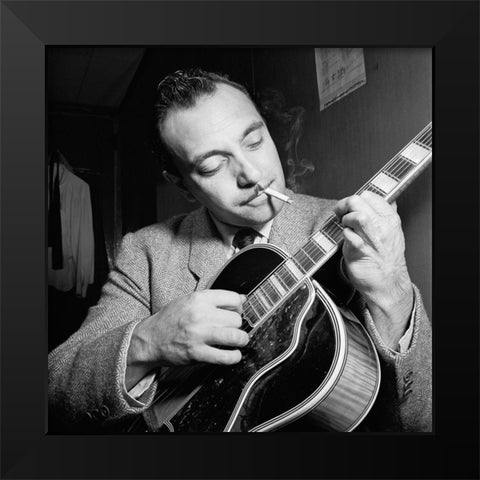 Django Reinhardt Black Modern Wood Framed Art Print by Gottlieb, William