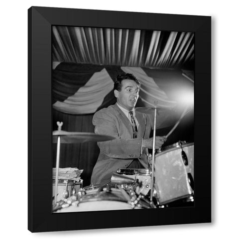 Gene Krupa Black Modern Wood Framed Art Print with Double Matting by Gottlieb, William