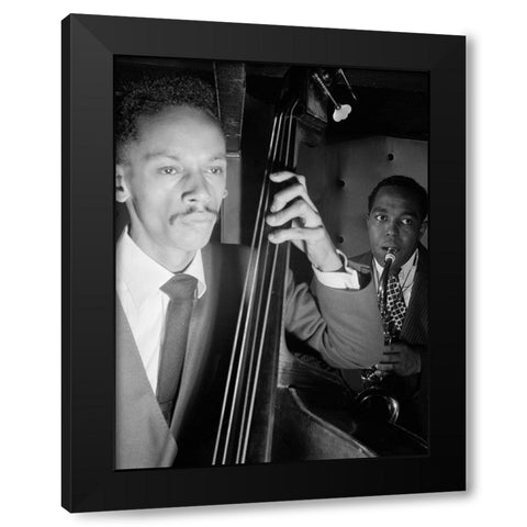 Charlie Parker-Tommy Potter-and Max Roach-Three Deuces-New York 1947 Black Modern Wood Framed Art Print by Gottlieb, William