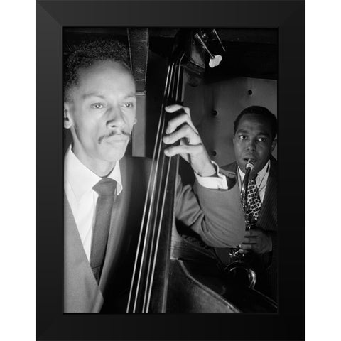 Charlie Parker-Tommy Potter-and Max Roach-Three Deuces-New York 1947 Black Modern Wood Framed Art Print by Gottlieb, William