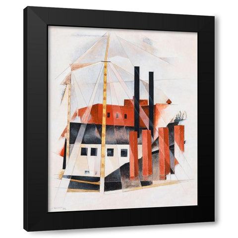 Piano Movers Holiday Black Modern Wood Framed Art Print with Double Matting by Demuth, Charles