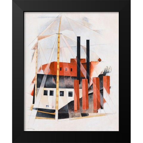 Piano Movers Holiday Black Modern Wood Framed Art Print by Demuth, Charles