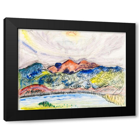 Early Landscape Black Modern Wood Framed Art Print with Double Matting by Demuth, Charles