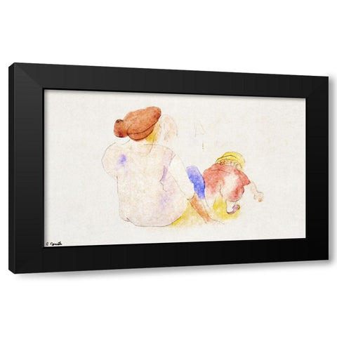 Woman with Child in Red Suit Black Modern Wood Framed Art Print by Demuth, Charles