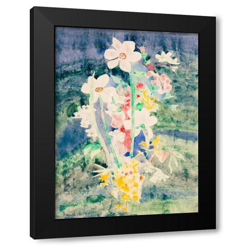 Narcissi Black Modern Wood Framed Art Print by Demuth, Charles