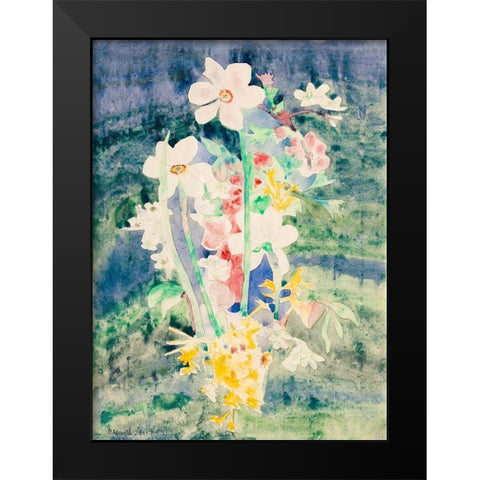 Narcissi Black Modern Wood Framed Art Print by Demuth, Charles
