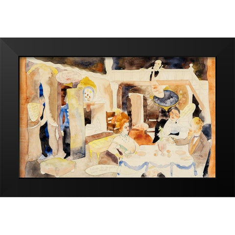 Lulu and Alva Schön at Lunch Black Modern Wood Framed Art Print by Demuth, Charles