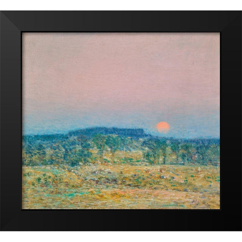 September Moonrise Black Modern Wood Framed Art Print by Hassam, Childe
