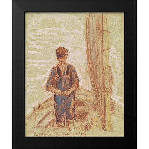 Fisherman-Isle of Shoals Black Modern Wood Framed Art Print by Hassam, Childe