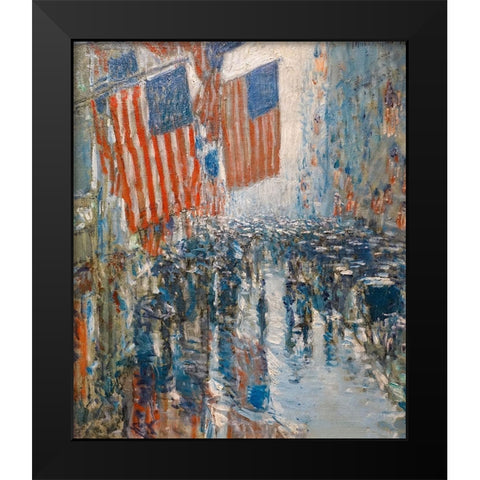 Rainy Day-Fifth Avenue Black Modern Wood Framed Art Print by Hassam, Childe