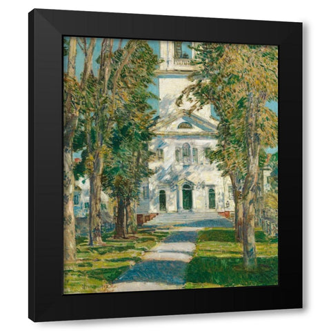 The Church at Gloucester Black Modern Wood Framed Art Print with Double Matting by Hassam, Childe