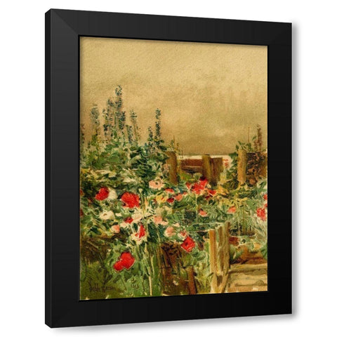 Home of the Hummingbird Black Modern Wood Framed Art Print by Hassam, Childe