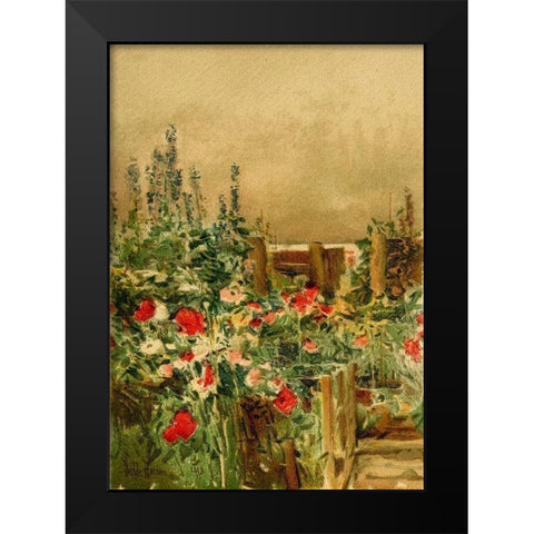 Home of the Hummingbird Black Modern Wood Framed Art Print by Hassam, Childe