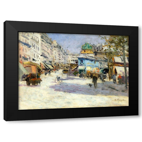 Rue Lepic-the corner of Rue Puget and Place Blanche Black Modern Wood Framed Art Print with Double Matting by Abel-Truchet, Louis