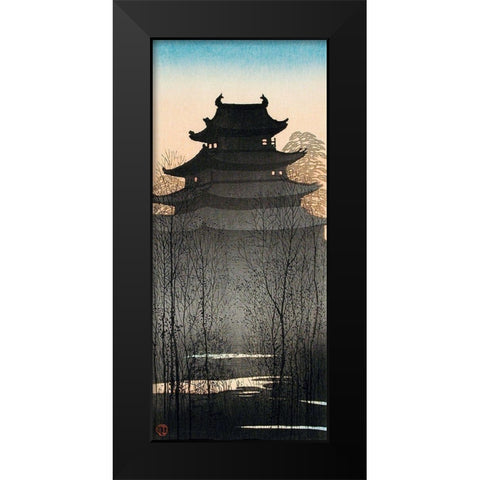 Nagoya Castle Black Modern Wood Framed Art Print by Takahashi, Hiroaki