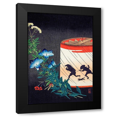 Bellflower and Lantern Black Modern Wood Framed Art Print with Double Matting by Takahashi, Hiroaki