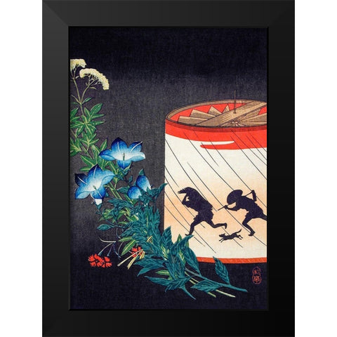 Bellflower and Lantern Black Modern Wood Framed Art Print by Takahashi, Hiroaki