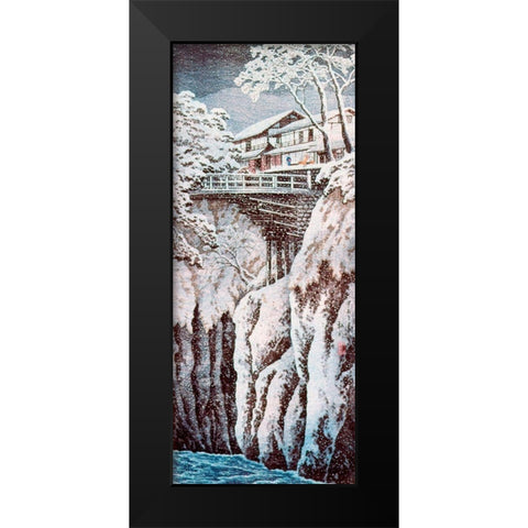 Koshu Monkey Bridge Black Modern Wood Framed Art Print by Takahashi, Hiroaki