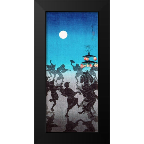 Dance for Obon Festival Black Modern Wood Framed Art Print by Takahashi, Hiroaki